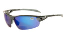 Sportbrille PHO blau Verspiegelte Gläser Rahmen grau