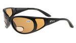 Tofino 1 Sport-Sonnenbrille mit braunen polarisierenden Gläsern, Leseteil unpolarisiert, Rahmen schwarz