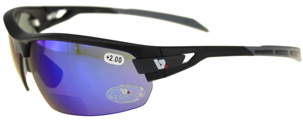 fahrradbrille mit leseteil Sportbrille mit Lesebrille PHO blau verspiegelte Gläser – Lesehilfen-DiKo GbR