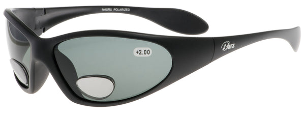 Nauru polarisierte Sportbrille mit grauem Glas, Lesefenster ist nicht polarisiert