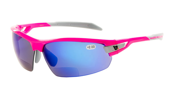 verspiegelte fahrradbrille Sportbrille mit Lesebrille PHO blau verspiegelte Gläser – Lesehilfen-DiKo GbR