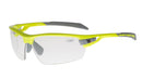 Sportbrille mit Lesebrille PHO und phototroben Gläsern gelber Rahmen